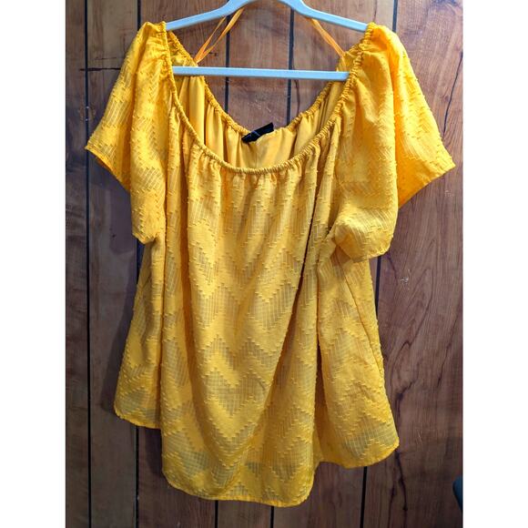 Lane Bryant Top Shirt Blouse Plus Size 20 Gold Textured Off the Shoulder Layered - Picture 1 of 6